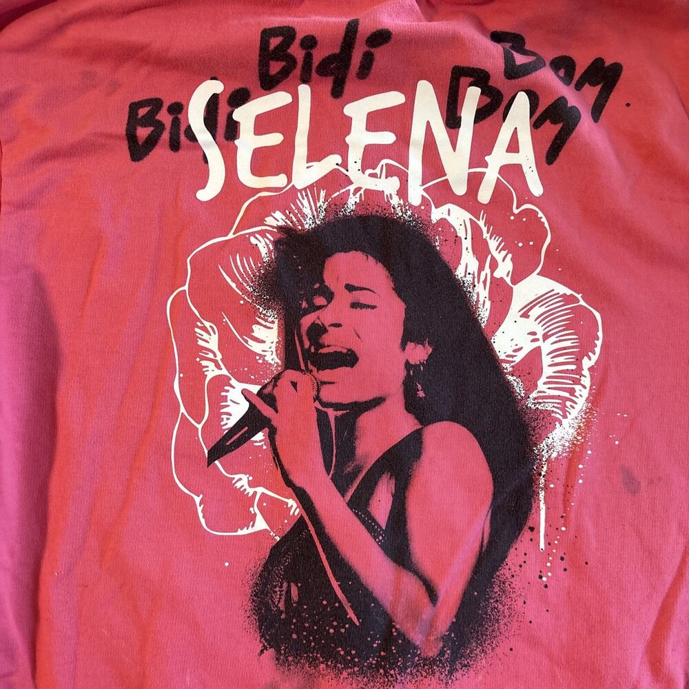 Selena Quintanilla "Bidi Bidi Bom Bom" Pink Hoodie - Size M (Used, Stains)